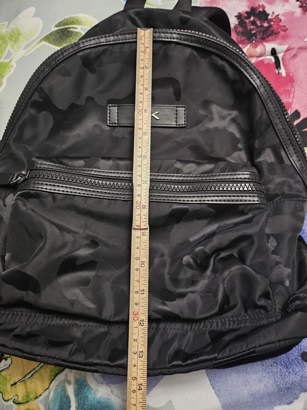 Michael Kors Kent Black Camouflage Nylon Jacquard Large Backpack in Black